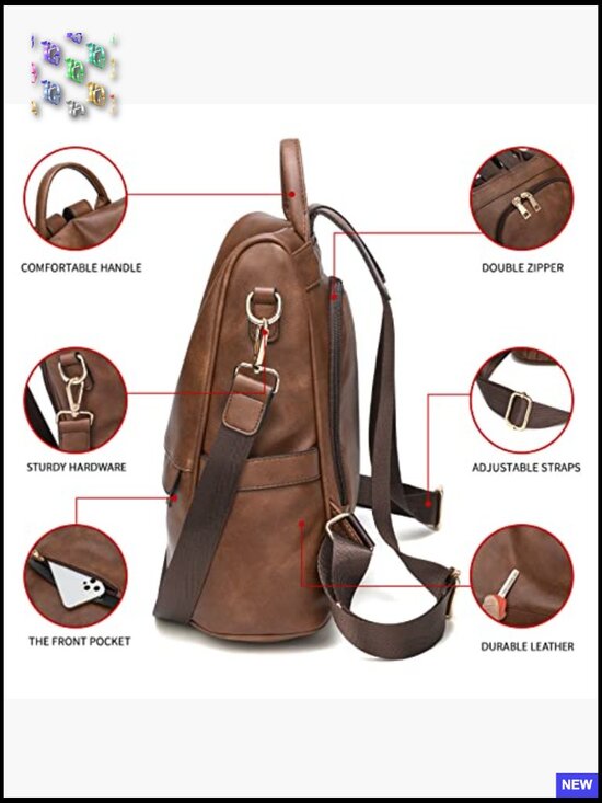 Women Backpack Purse PU Leather Anti-theft Casual Shoulder Bag Fashion Ladies main image 4
